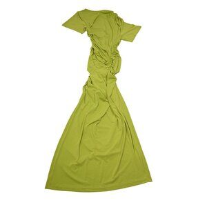 Khy x Atlein Asymmetrical Ruched Dress in Dark Citron